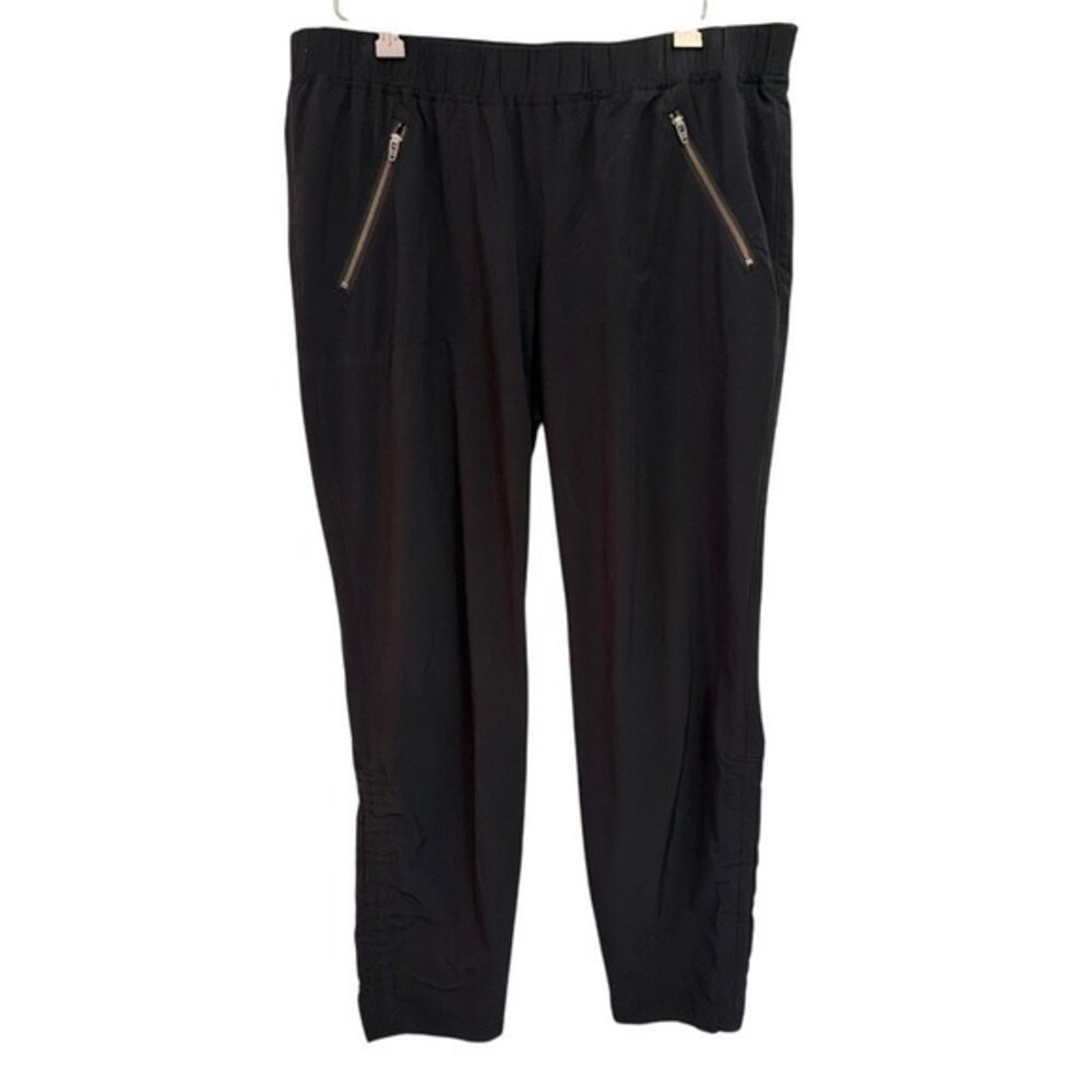 Athleta Black Zipper Pocket Ruched Leg Jogger Pants Womens Size 12 Lightweight